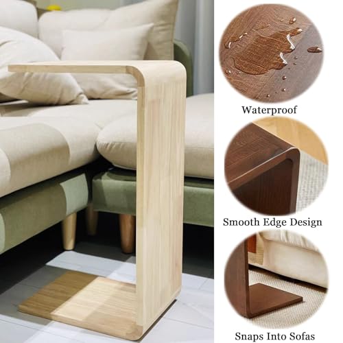 Mesa auxiliar en C de madera estrecha y extraíble para sofá y cama 4