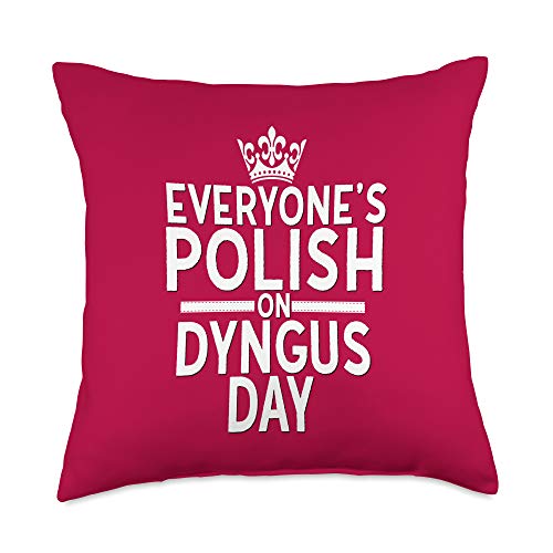 Polish Pride Buffalo Everyone is Polish On Dyngus Day Shirt Poland Eagle Crown Throw Pillow, 18x18, Multicolor