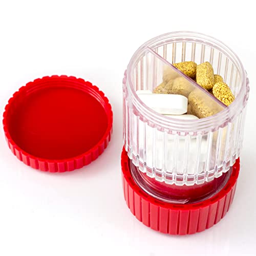 Image of HealthSmart Pill Crusher and Grinder, Crushes Vitamins and Tablets, Holds Up to 2 Pills, With Ergonomic Grips, Red