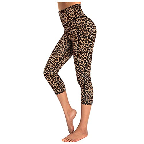 Pantalones deportivos de mujer UKKO amarillos para fitness de nueve puntos en talla XXL