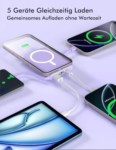 Podoru Powerbank für Magsafe,10000mAh Magnetisch Power Bank mit USB-C Kabel – Ansicht 5