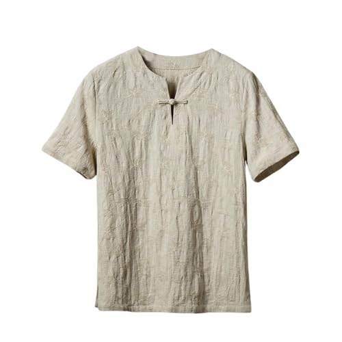 Chemise en lin jacquard à manches courtes homme de style chinois