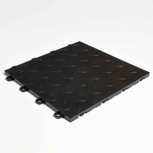 BlockTile B1US4227 Garage Flooring Interlocking Tiles Diamond Top Pack, Black, 27-Pack