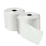 Fiberglass Cloth Tape 50FT 2 Rolls Non-Adhesive Plain Weave Repair High Strength Cloth for Seams, Reinforcement, Fiberglass Resin Saturation,Insulation (White, 2 InchX50 feet)