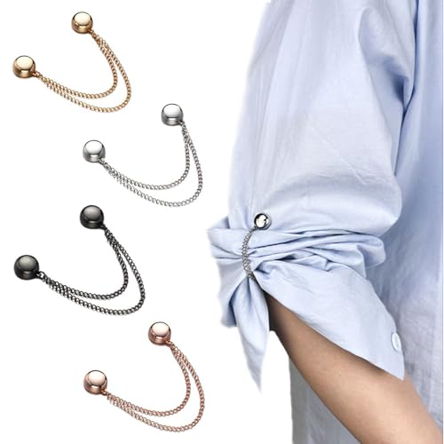 FloralGrace 4 pinzas magnéticas multifuncionales para ropa, fuertes imanes de hijab con cadena, broche magnético sin aguja para cárdigan, puños