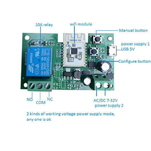 WiFi Smart Switch Relay Module for Home Automation,Add WIFI to access control garage door,eWelink app Remote Dry Contact,Compatible with Alexa,Google assistant (1CH WIFI Bluetooth) - Image 4