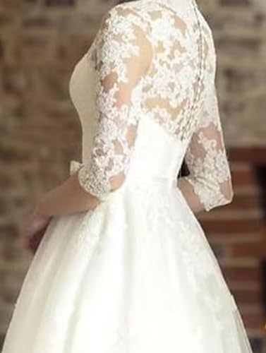 A Line Elegant Boho Wedding Dress Beach Wedding Dresses Tulle Bishop Sleeves V Neck Covered Button Appliques 20244