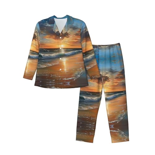 Pyjama à manches longues pour hommes coucher de soleil de plage