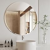 Protylctaster Frameless Bathroom Mirror, Cricle Mirror, 36 inch Round Bathroom Mirrors, Round Wall Mirrors, Espejo Redondo de pared para Sala