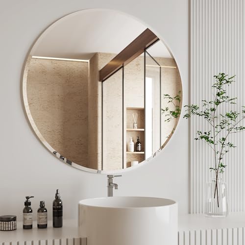 Protylctaster Frameless Bathroom Mirror, Cricle Mirror, 36 inch Round Bathroom