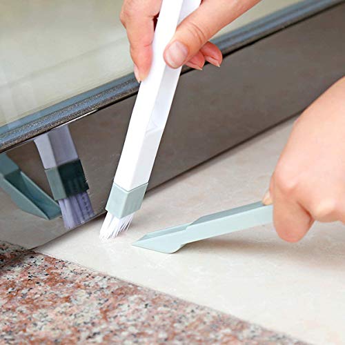 Fensterschlitze Bürste,Reinigungsbürste für Fensterschlitze,4 Pack 2-in-1Rillenreinigungsbürste Lücke Entlüftungsreinigungsbürste Reinigung Mini Dustpan und Brushe(Farbe zufällig)