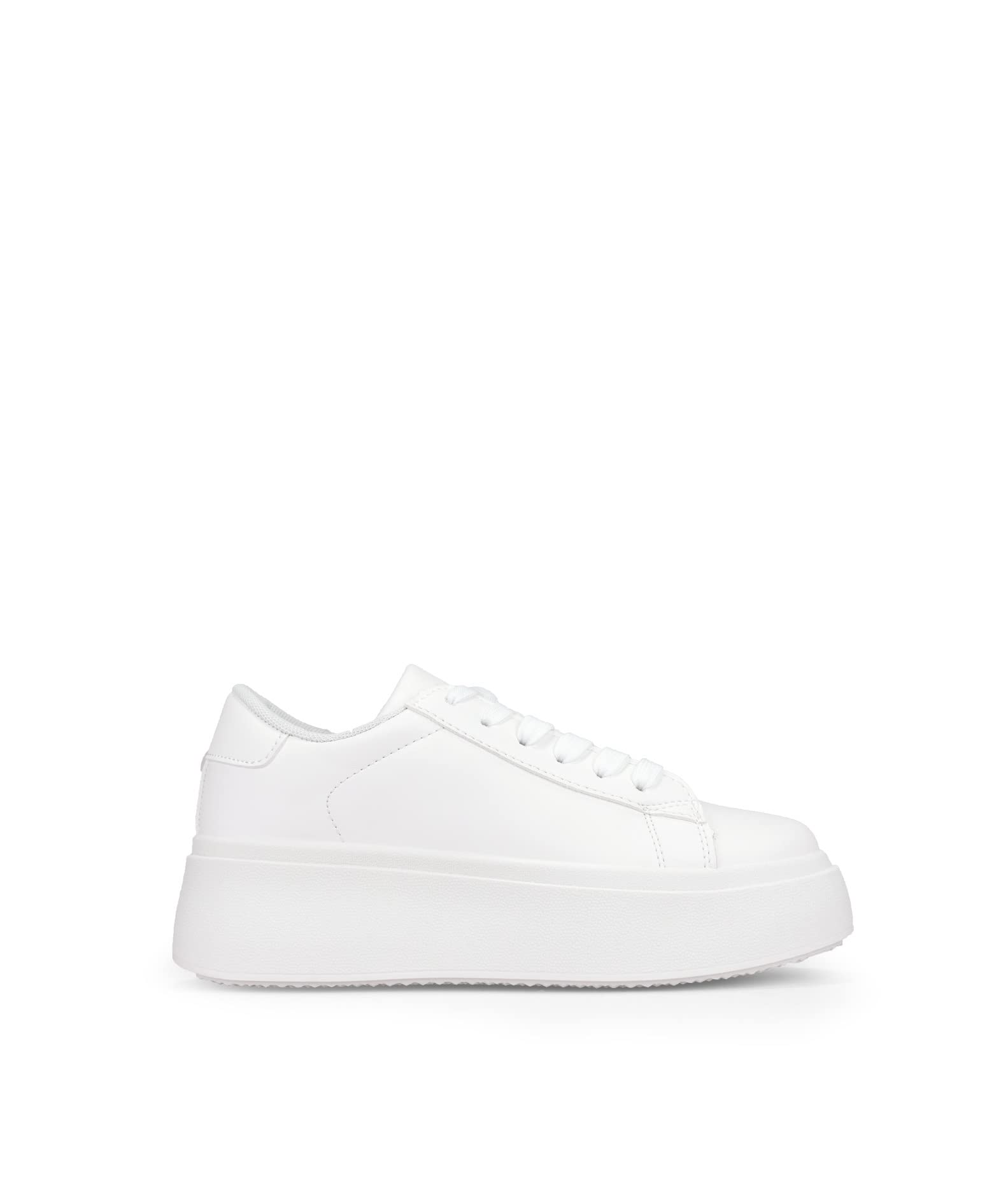 BOSANOVA Zapatillas Total Look Blanco con Suela de Plataforma Lisa de 5 cm. Cierre con Cordones.