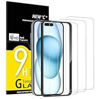 NEW’C 3 Stück für iPhone 16,iphone 15 für Panzerglas (6,1 Zoll), Frei von Kratzern, 9H Härte, HD Displayschutzfolie, Ultra-klar, Ultrabeständig -Einfaches Installationswerkzeug enthalten