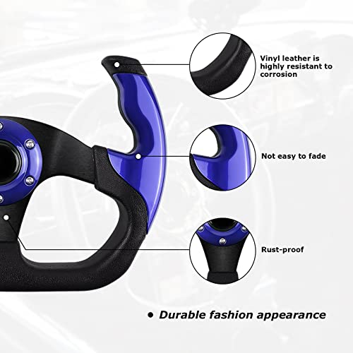 QYMOPAY Universal Racing Steering Wheel, 6 Bolt Anti-Slip Leather and Aluminum Gaming Steering Wheel with Horn Button for Racing/Car Sim Driving/JDM Sports by QYMOPAY - Image 3