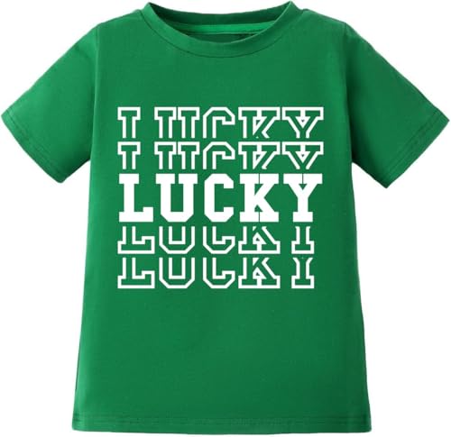 Image of Tkria Toddler Boys St Patricks Shirts Kids Clover Shamrock T-Shirt Baby Dinosaur Gnome Lucky Dude Short Sleeve Green Tops