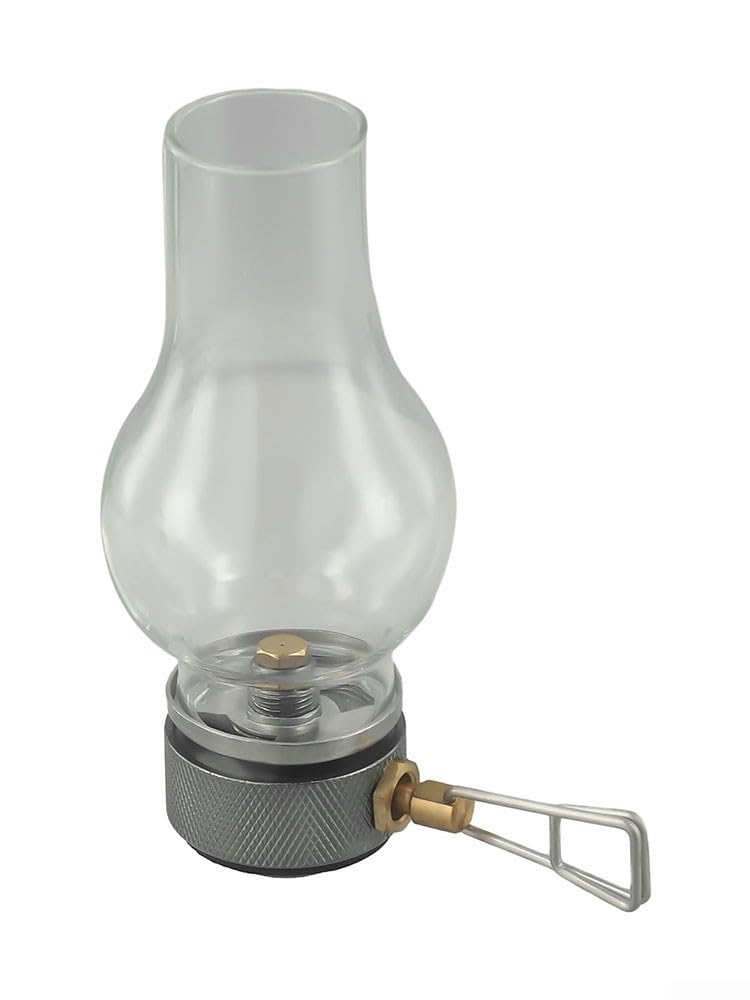 Lanterna da campeggio a gas, in vetro di rame, portatile, durevole, con scatola portaoggetti per esterni, tenda da trekking, illuminazione ambientale (2 lampade a gas)