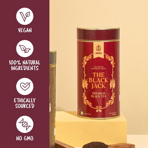 Image of Hindraj The Black Jack Classic Black Tea Loose Leaves 180 g Strong Kadak Chai Blend Organic, Rich Aroma, Great Daily Chai for Tea Lovers