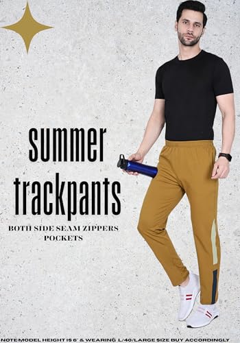 Image of Men's Ns Lycra Spandex Mixx Polyester Sports Trackpants with Both Side Zipper Pockets