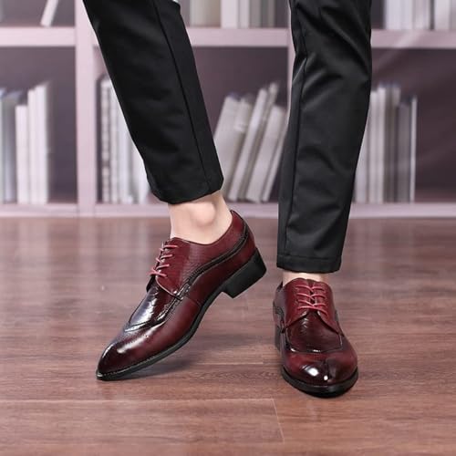 Formal Shoes for Men Lace Up Toe Leather Brogue Cap Toe Lace-Up Comfortable Non-Slip Dress Sneakers Round Toe Slip-On Solid Handmade Dress Shoes for Men4