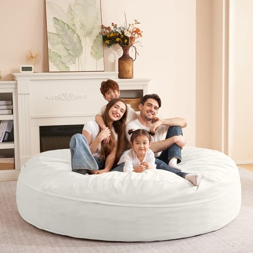 Image of HABUTWAY XX-Large Bean Bag Chair: Giant 7' Memory Foam Furniture Bean Bag Chairs for Adults with Microfiber Cover 7Ft（Beige）