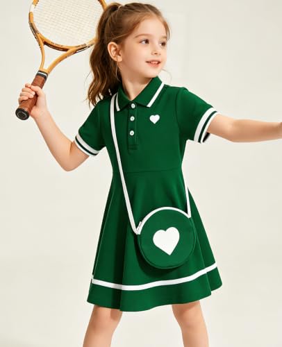 Move Dance Little Girls Sporty Dress 3T 4T Green Sundress with Bag - image 5