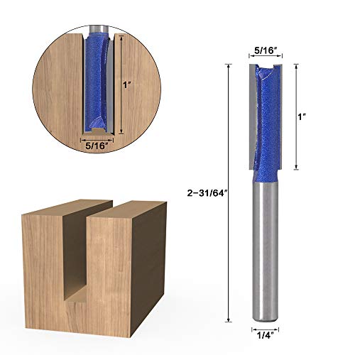 Yakamoz Industrial Grade 4Pcs 1/4" Shank Straight Dado Router Bit Set Double Flute Wood Milling Cutter Woodworking Tools, Cutting Diameter 1/4", 5/16", 3/8", 1/2" #TOP4