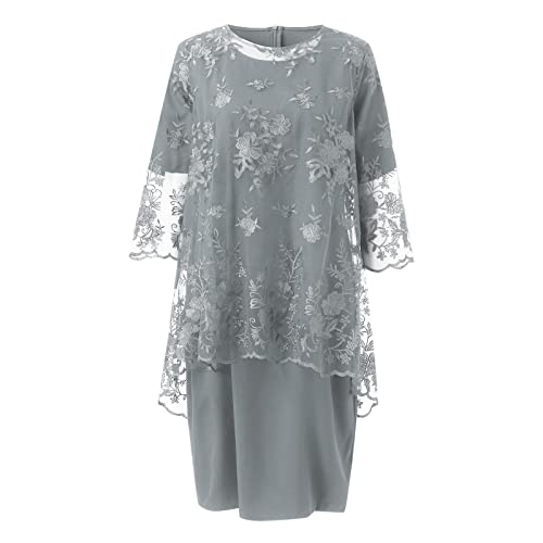 Robe de soirée en dentelle brodée trapèze midi pour invité de mariage