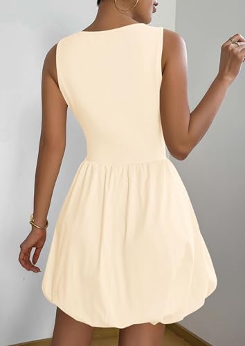 Image of PRETTYGARDEN Summer Dresses for Women 2026 Casual Mini Short Cocktail Dress Sleeveless Tank Crew Neck Bubble Sundress Pockets