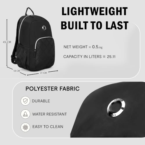 Image of DELSEY PARIS Karen Backpack | Fits Laptop Up To 14 Inch, 15L Capacity, Water-Resistant Polyester| Office, Collage Backpack, Global Warranty-2 Years