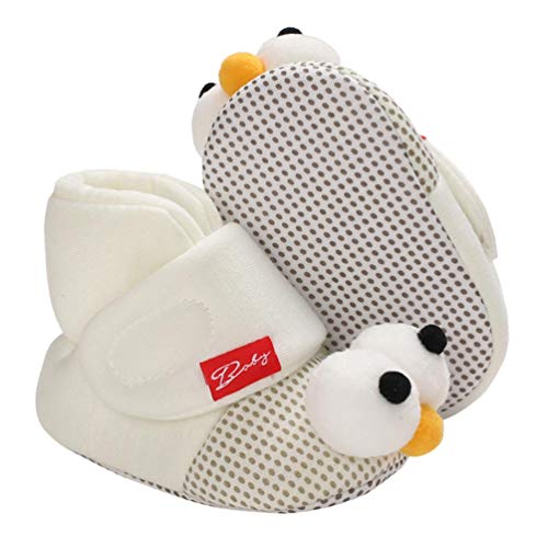 CoKate Newborn Infant Baby Girl Boy Cartoon Cotton Booties Stay On Sock Slippers soft Shoes Non-Skid Ankle Boots with Grippers Toddler Crib Winter Shoes First Walker Birthday Shower Gift (White-Chicken, 0_months)