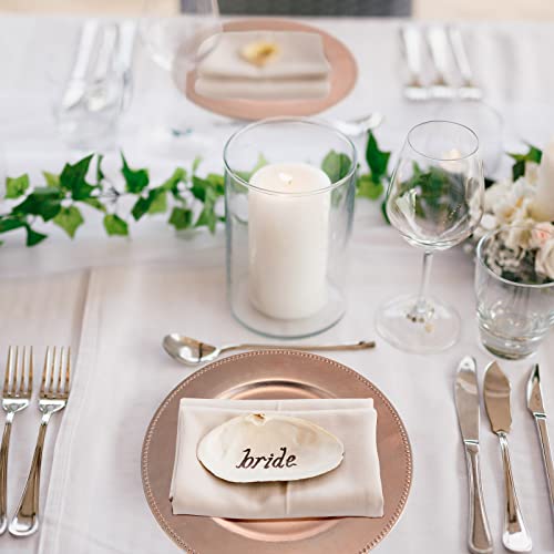 24 Packs Charger Plates Plastic Round Plate Metal-Like Plastic Dinner Plate Beaded Dinner Chargers Reusable Charger And Service Plate For Dinner, Wedding, Party, Event, Decoration (Rose Gold) #TOP6