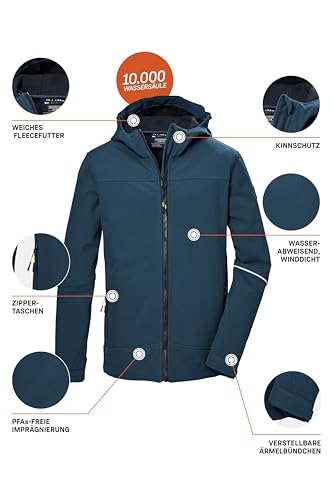 killtec Jungen Softshelljacke/Outdoorjacke mit Kapuze KOS 143 BYS SFTSHLL JCKT, dunkel ozean, 140, 43255-000