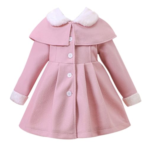 Toddler Baby Girls Wool Blend Coat Fle𝐞ce Lapel Shawl Button Down Dress Outwear Trench Jacket Winter 5t down Coat Girls