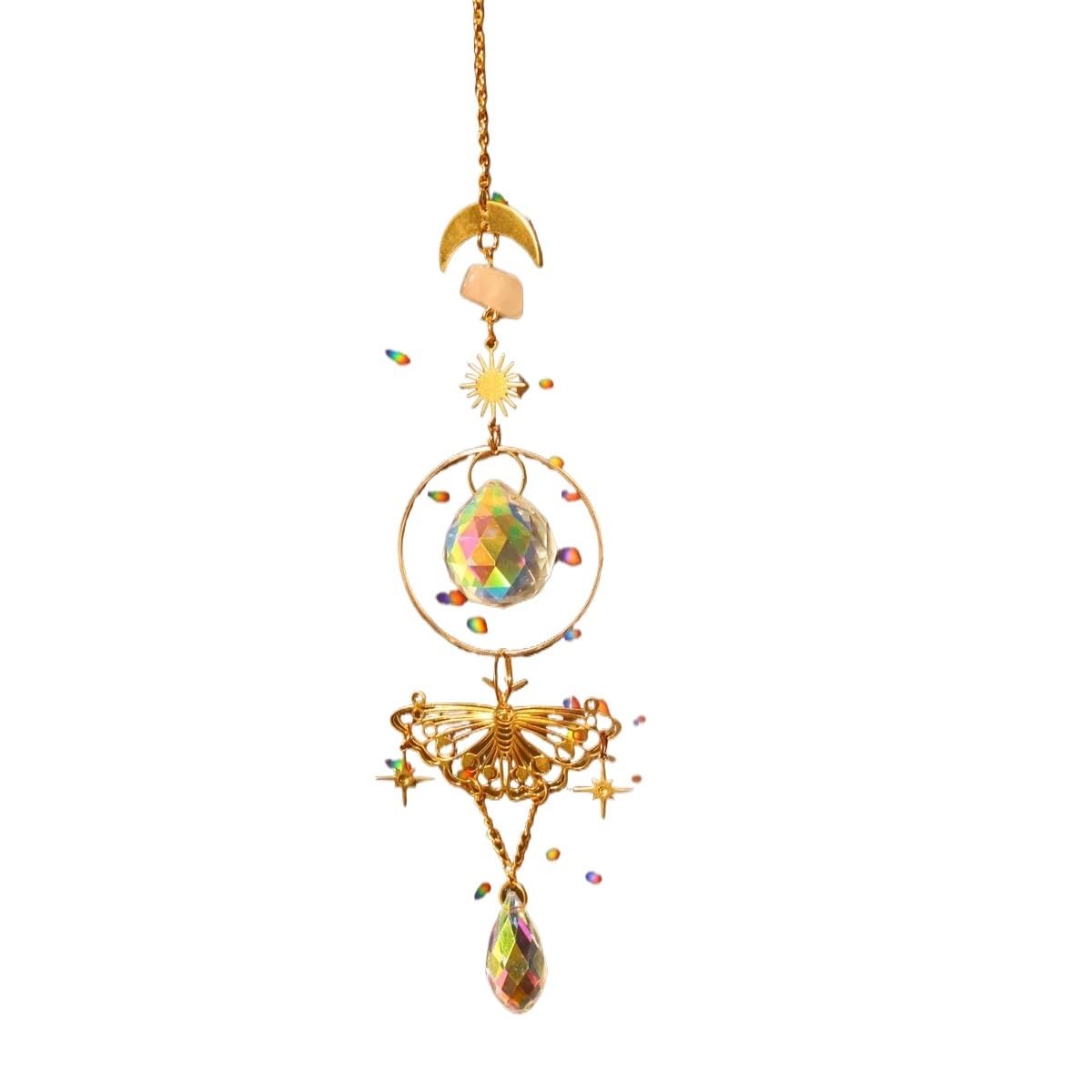 Yupliodsx 1 Crystal Suncatcher Wind Chimes Crystal Decor Translucent Moth Crystal Sun Catcher Crystal Hanging Ornament Ceremonial Window(1)