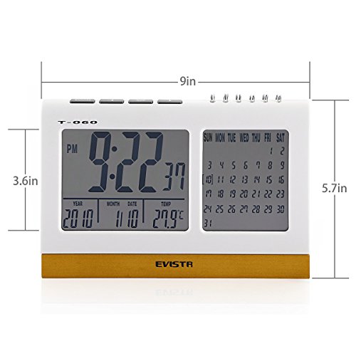 EVISTR T-060 Plastic Digital Alarm Clock (2.1 Inch X 5.2 Inch X 7.5 Inch)
