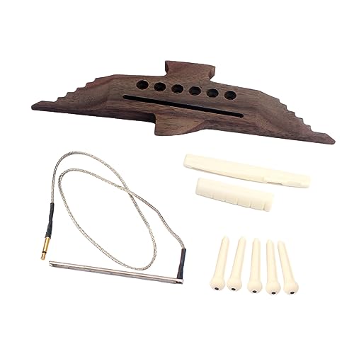 Yardwe 1 Set Folk Guitar Bridge with Wooden Saddle Nut and Pickup Stick Easy to Use Replacement for Acoustic Guitar Lightweight and Versatile for Enhanced Sound