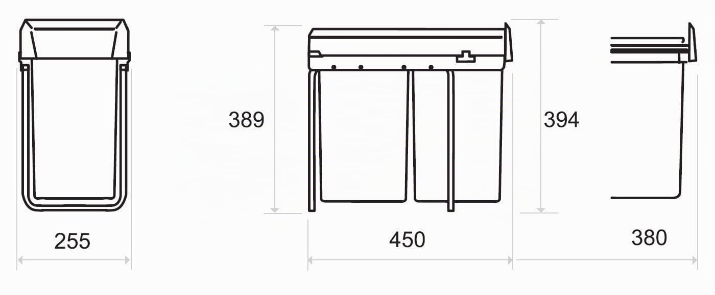 Victory Einbau-Abfallsammler Double Man - 28 Liter (2x14 Liter) Silber/anthrazit ab 30er Schrankbreite