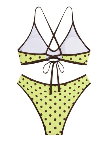 Image of ZAFUL Women's Tie Back Padded High Cut Bralette Bikini Set Two Piece Swimsuit