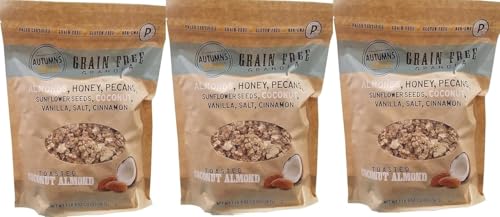 (Pack of 3) Autumn's Gold Grain Free Toasted Coconut Almond Granola 1lb 4oz,Total 60OZ