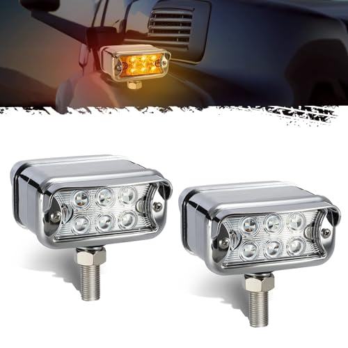 Luces de posición intermitentes 12 LED rectangulares cromadas para parachoques de camión Peterbilt 5