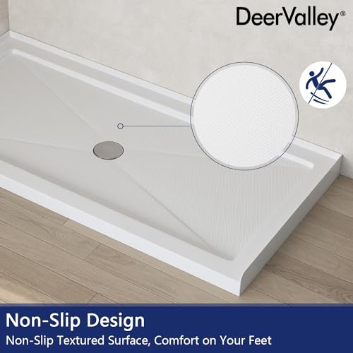 Image of DeerValley 60 inchL X 30 inchW Center Drain Shower Base in White