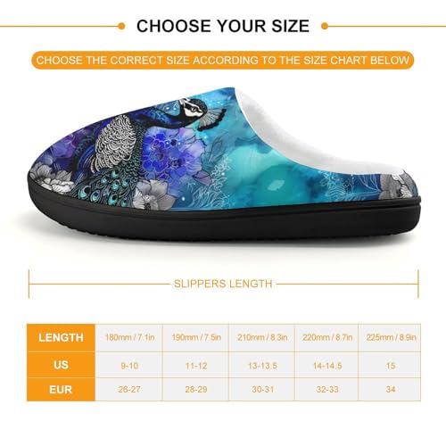 Peacock and Flowers Cute Cotton Slippers Anti-Slip House Shoes Printed Slipper for Indoor Outdoor2
