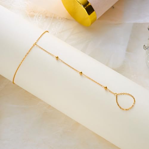 Dainty Anklet for Women Trendy Boho Waterproof Link Chain Gold Pearl CZ Stainless Steel Ankle Adjustable Foot Minimalist Summer Jewelry Gift for Women (Style 1) — view 5
