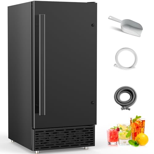 Image of Commercial Ice Maker Machine 120 LBS /24H, 60 LBS Cold Preservation Bin for 4-6H, Undercounter Ice Maker Stainless Steel, 40 Ice Cubes /8-15 Min Ice Machine, Set Ice Thickness, 24H Timer for bar, Cafe