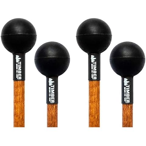 Timber Drum Co. Soft Rubber Percussion Mallets for Tongue Drum or Keyboard Music, Birch Handles 15.25" (Pack of 2) Cover