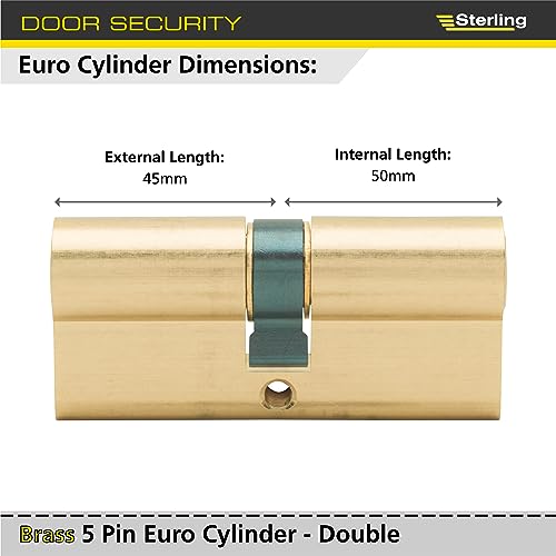 Sterling EPB4550V 5 Pin Euro Cylinder, Brass, 45x50mm - Image 4