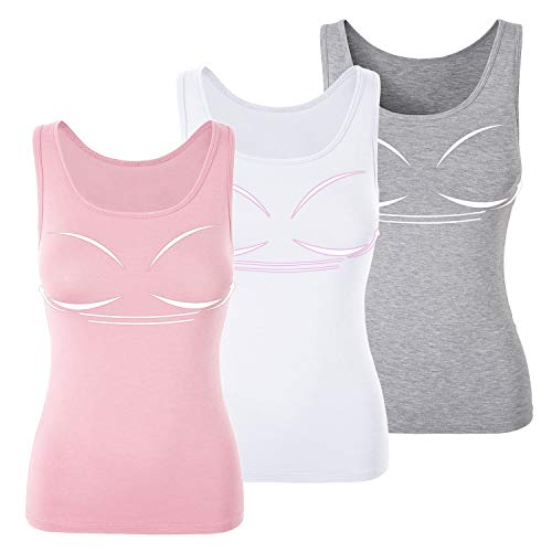TAIPOVE Women's Camisole Tank Tops with Built-in Shelf Bra Basic Stretch Cami Yoga Undershirts Tanks 1/3 Pack