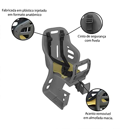 Cadeirinha Bicicleta Infantil Traseira Bagageiro Carona Bike (Cinza)