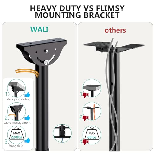 Image of WALI Ceiling TV Mount for 37-90 inch, Hanging Adjustable Ceiling Mount TV Bracket Fits Most LED, LCD, OLED 4K TVs, Holds up to 220lbs, Max VESA 800x400mm (CM3790), Black