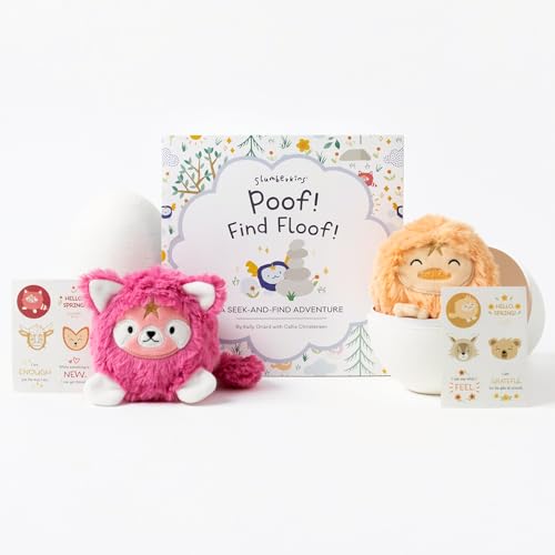 Image of Slumberkins Poof! Find Floof! Book + Red Panda Egg Mini Plush + Platypus Egg Mini Plush - Easter Gift Set, SEL Social Emotional Learning Toys for Boys & Girls